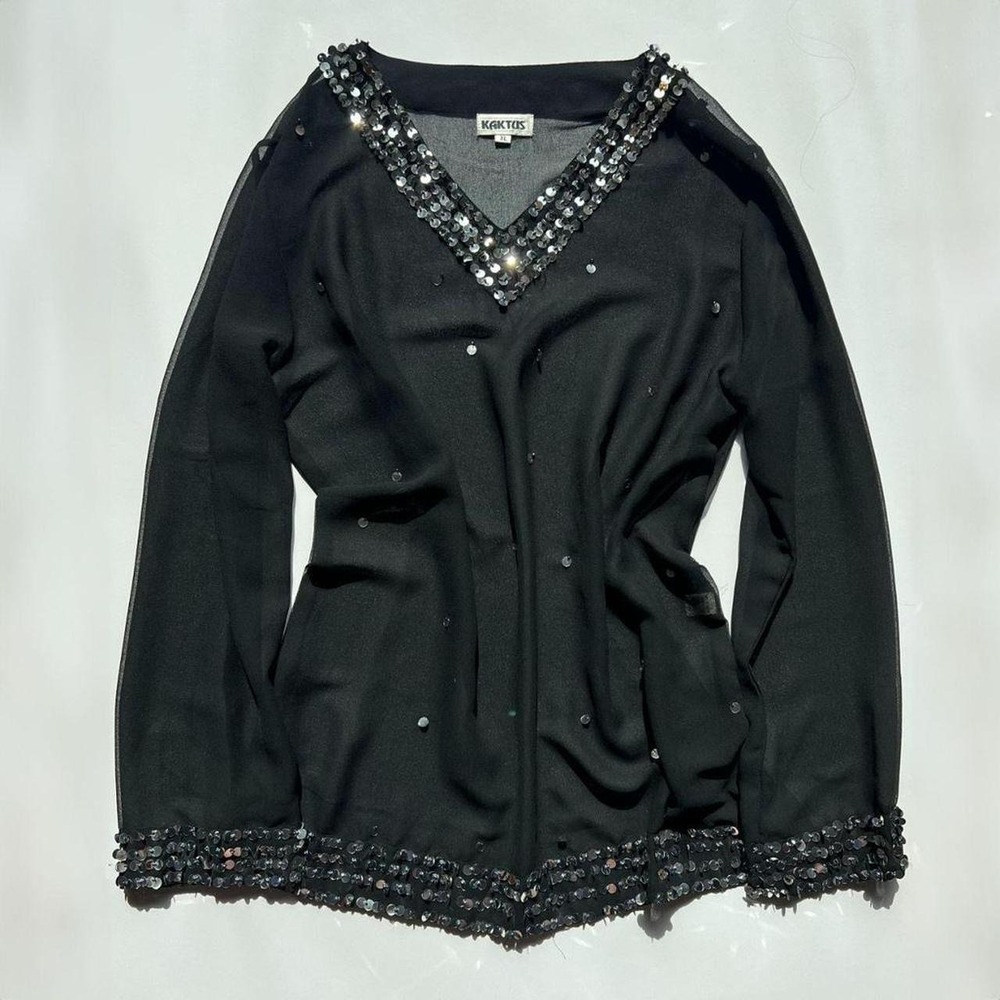 Vintage‎ 80s/90s Kaktus Sheer Coverup with Silver Sequins
